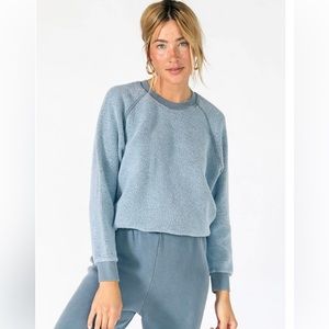 Perfect White Tee Ziggy Inside Out fleece shrunken crew sweatshirt XS pink